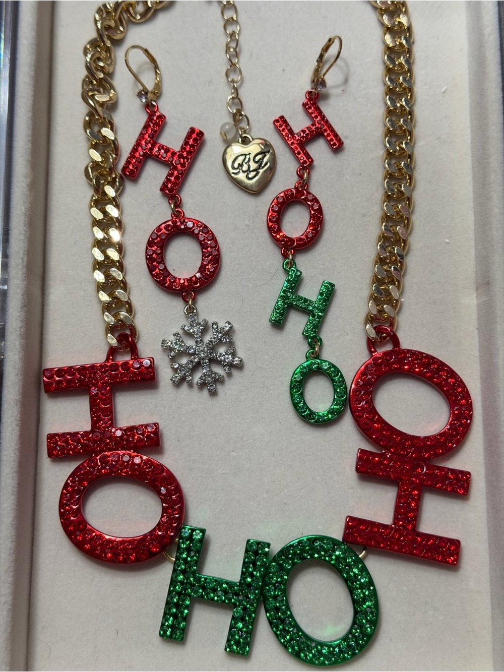 Betsey Johnson Christmas Necklace & Earrings Set